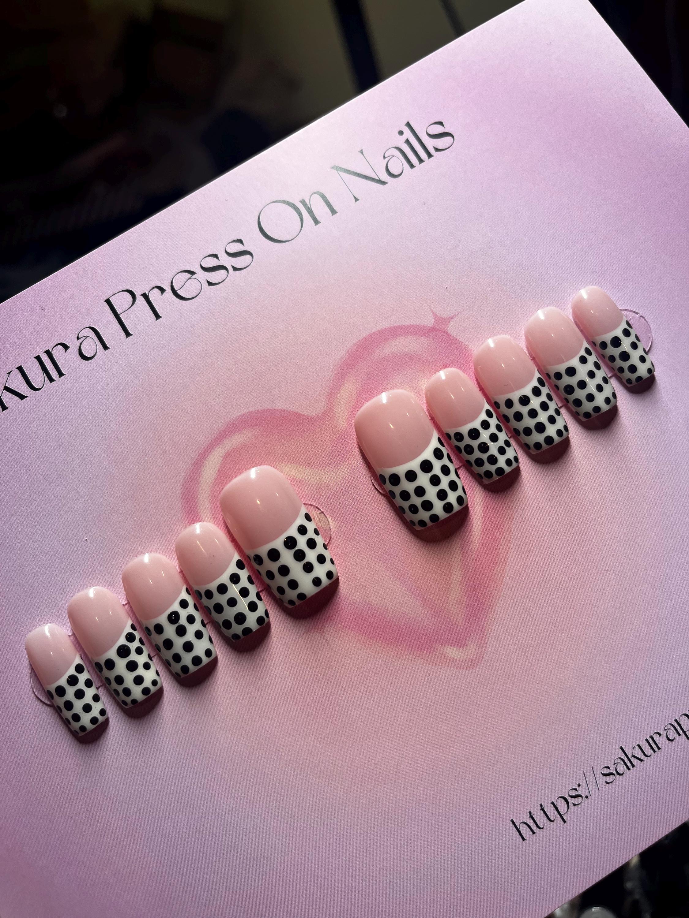 Cream and Black polka dot French