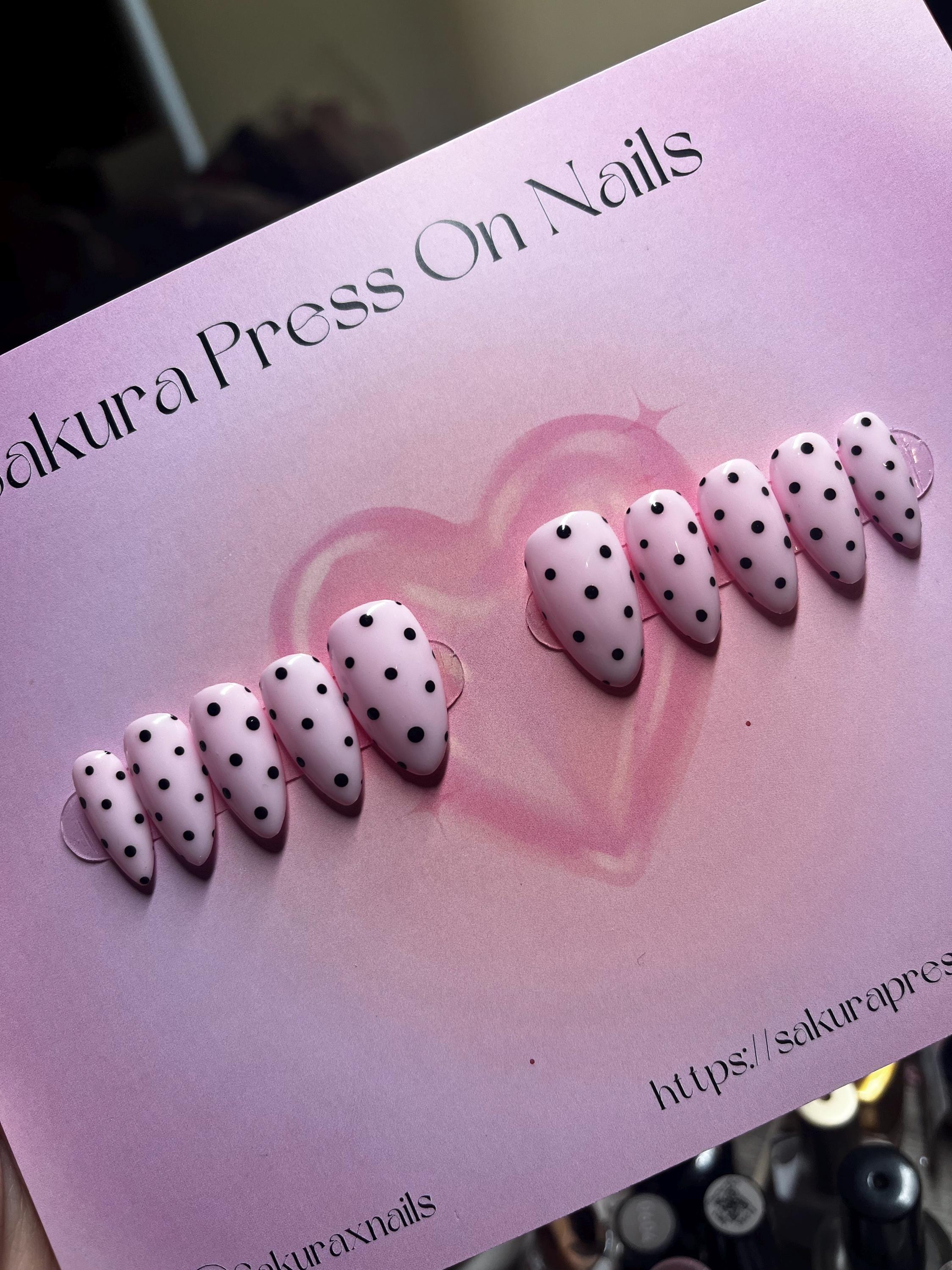 Pink and black polka dot